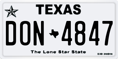 TX license plate DON4847