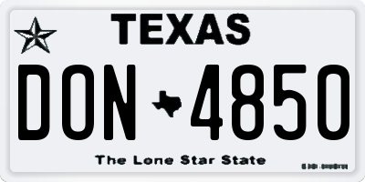 TX license plate DON4850