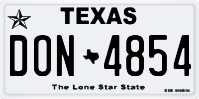 TX license plate DON4854