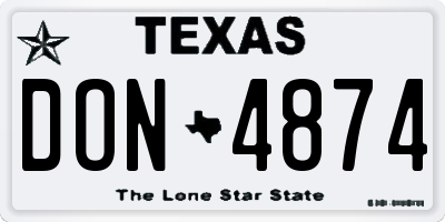 TX license plate DON4874