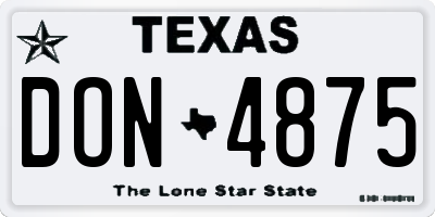 TX license plate DON4875