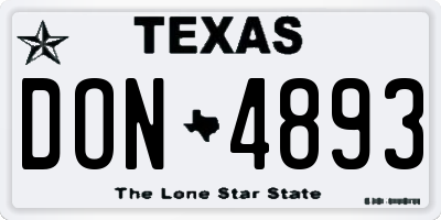TX license plate DON4893