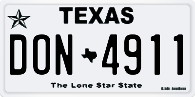 TX license plate DON4911