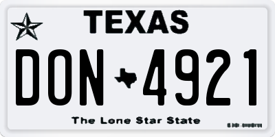 TX license plate DON4921