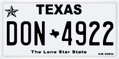 TX license plate DON4922