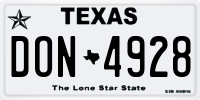 TX license plate DON4928