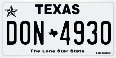 TX license plate DON4930