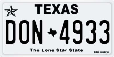 TX license plate DON4933