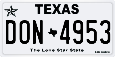 TX license plate DON4953