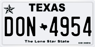 TX license plate DON4954