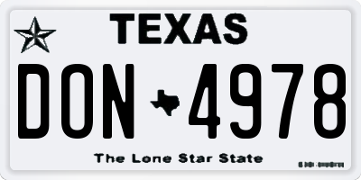 TX license plate DON4978