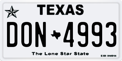 TX license plate DON4993