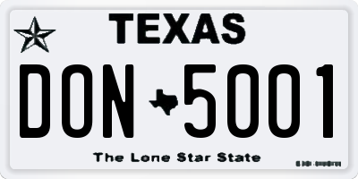 TX license plate DON5001