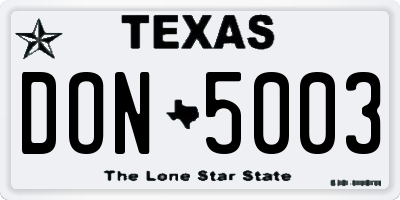 TX license plate DON5003