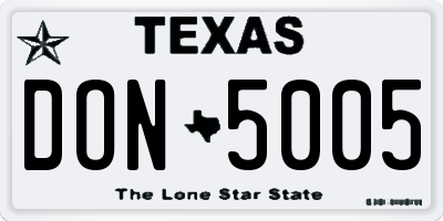 TX license plate DON5005