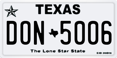 TX license plate DON5006
