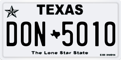 TX license plate DON5010