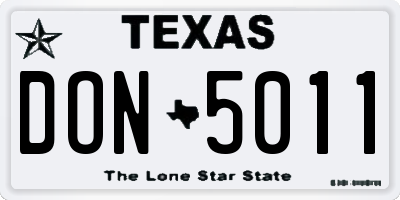 TX license plate DON5011