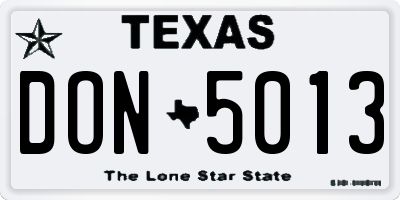 TX license plate DON5013