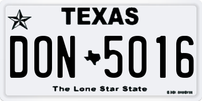 TX license plate DON5016