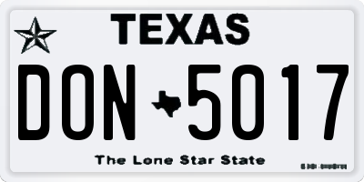TX license plate DON5017