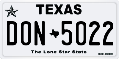 TX license plate DON5022