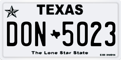 TX license plate DON5023