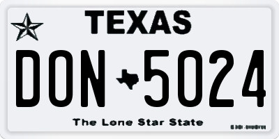 TX license plate DON5024