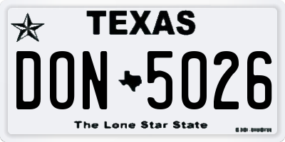 TX license plate DON5026