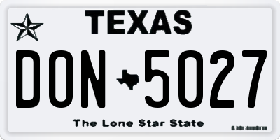 TX license plate DON5027