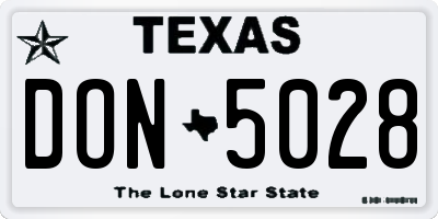 TX license plate DON5028