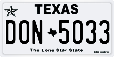 TX license plate DON5033