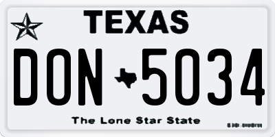 TX license plate DON5034