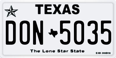 TX license plate DON5035