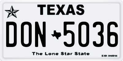 TX license plate DON5036