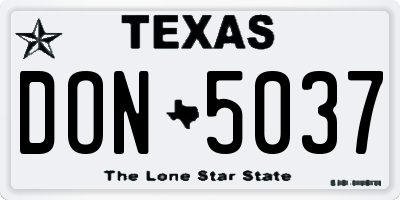 TX license plate DON5037