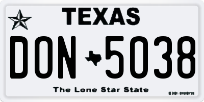 TX license plate DON5038