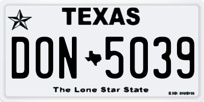 TX license plate DON5039