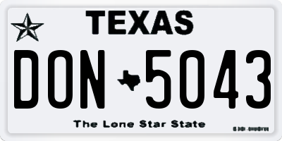 TX license plate DON5043