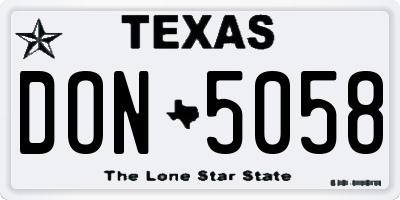 TX license plate DON5058