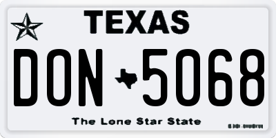 TX license plate DON5068