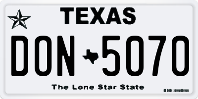TX license plate DON5070