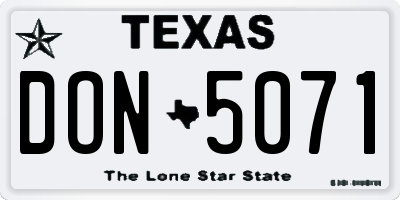 TX license plate DON5071