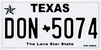 TX license plate DON5074