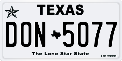 TX license plate DON5077