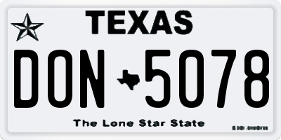 TX license plate DON5078
