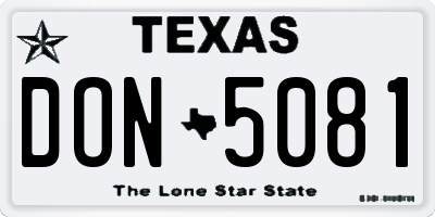 TX license plate DON5081
