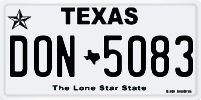 TX license plate DON5083