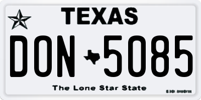 TX license plate DON5085