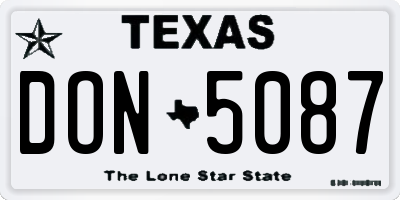 TX license plate DON5087